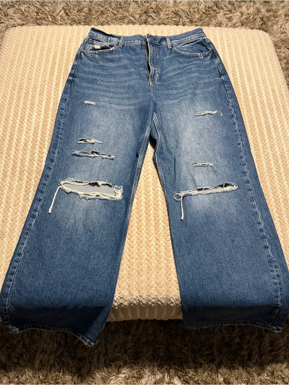 Arizona Jean Company Distressed Blue Boyfriend Jeans